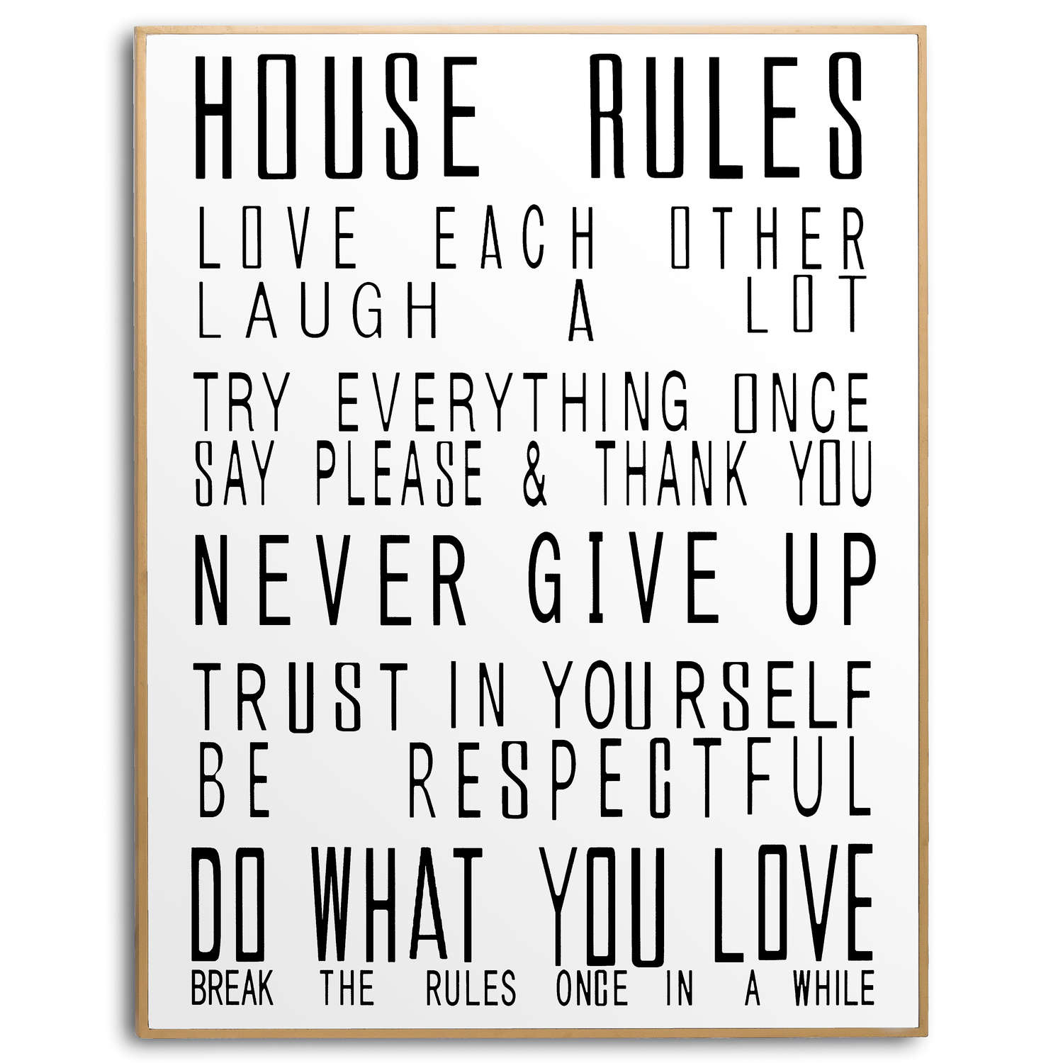 View Large Glass House Rules Wall Art information