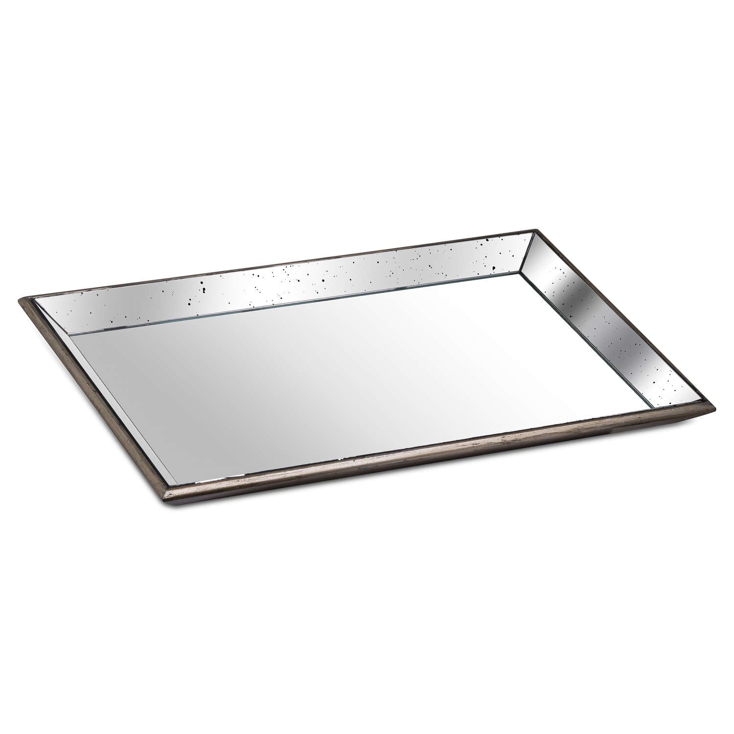 View Astor Distressed Large Mirrored Tray With Wooden Detailing information