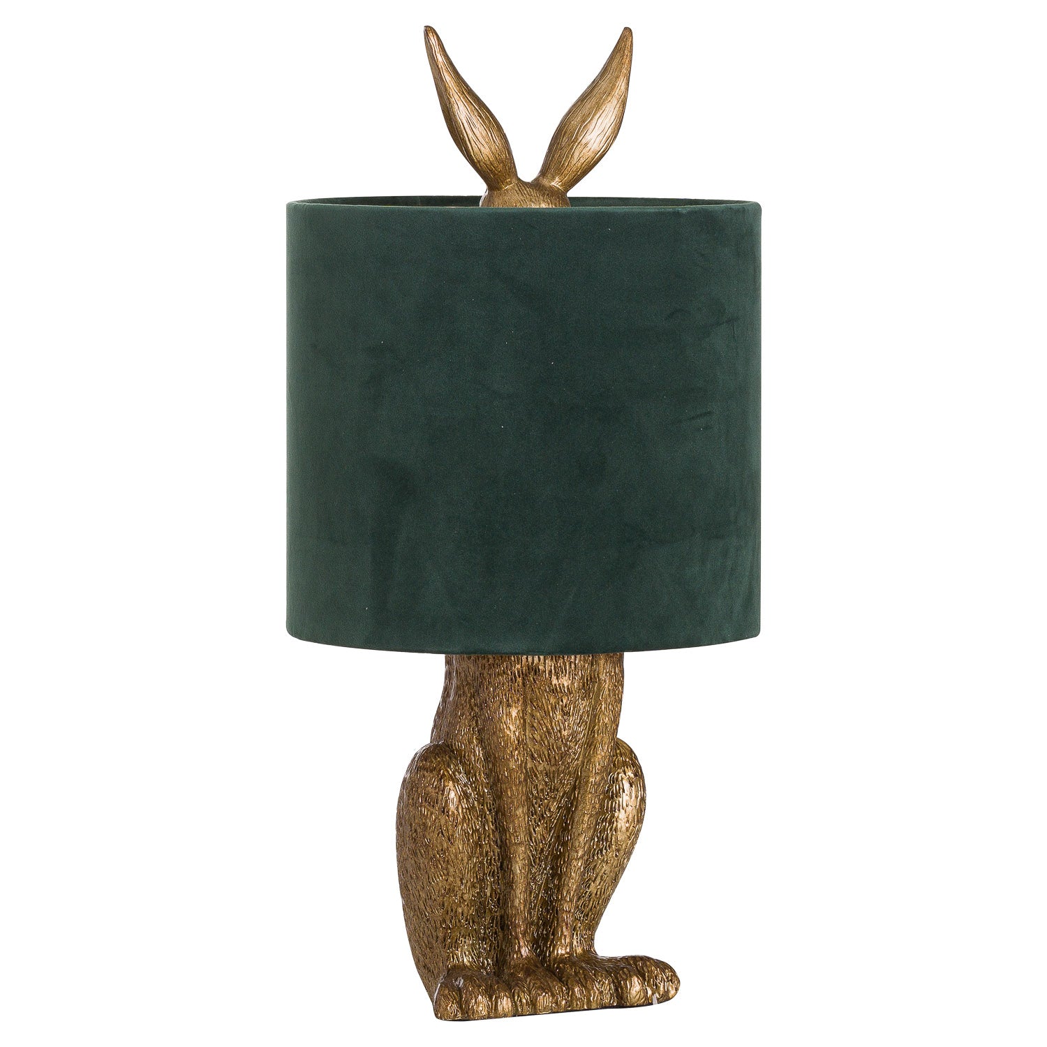 View Antique Gold Hare Table Lamp With Green Velvet Shade information