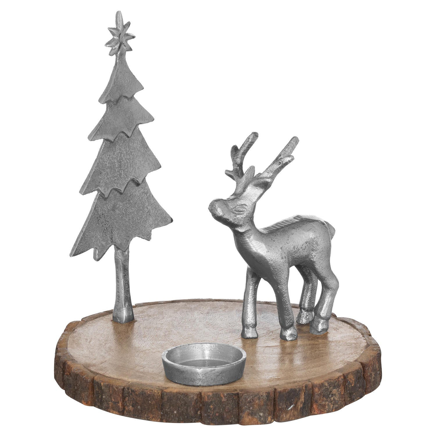 View Stag And Tree Log Slice Candle Holder information