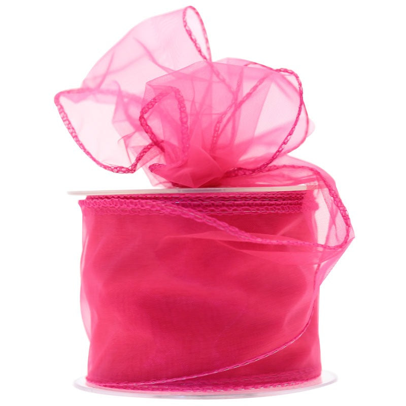 View Shocking Pink Chiffon Ribbon 70mm information