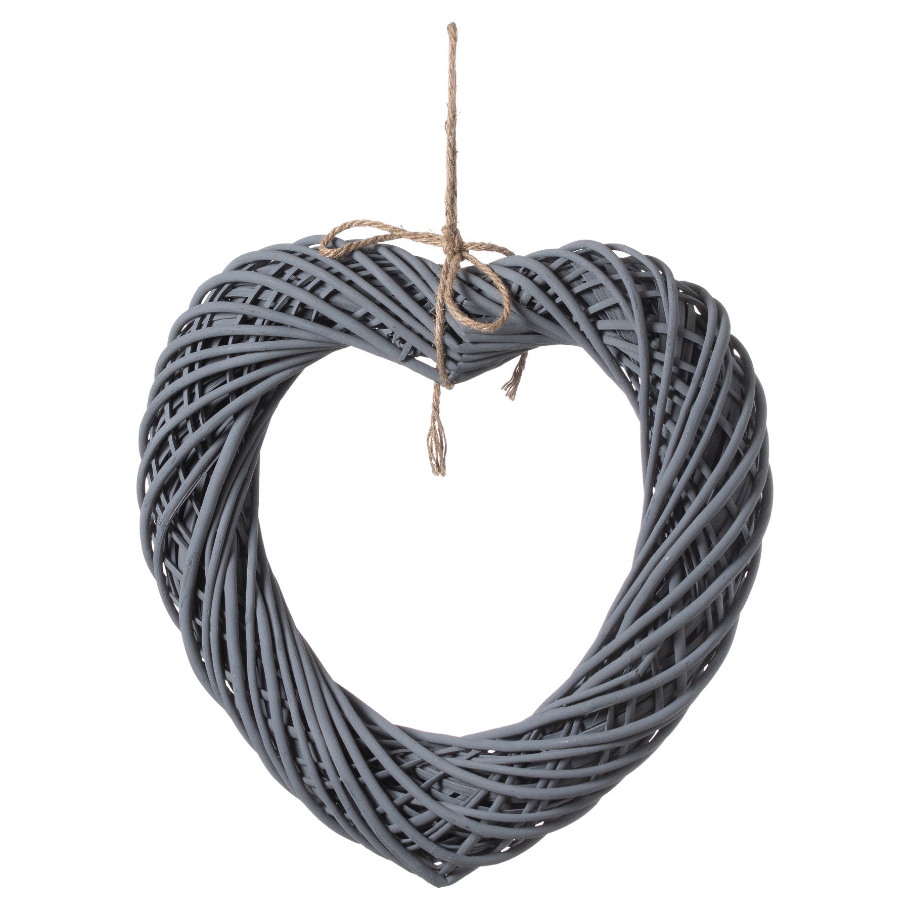 View Grey Large Wicker Hanging Heart With Rope Detail information
