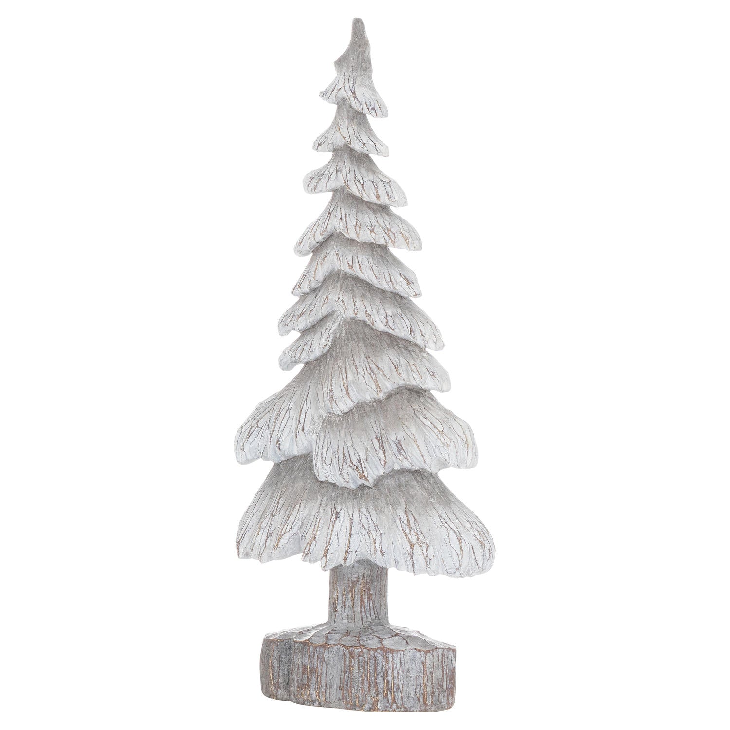 View Carved Wood Effect Grey Small Snowy Tree information