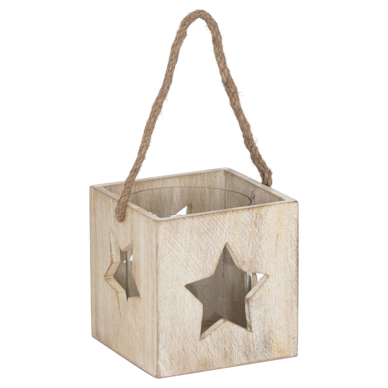 View Washed Wood Large Star Tealight Candle Holder information