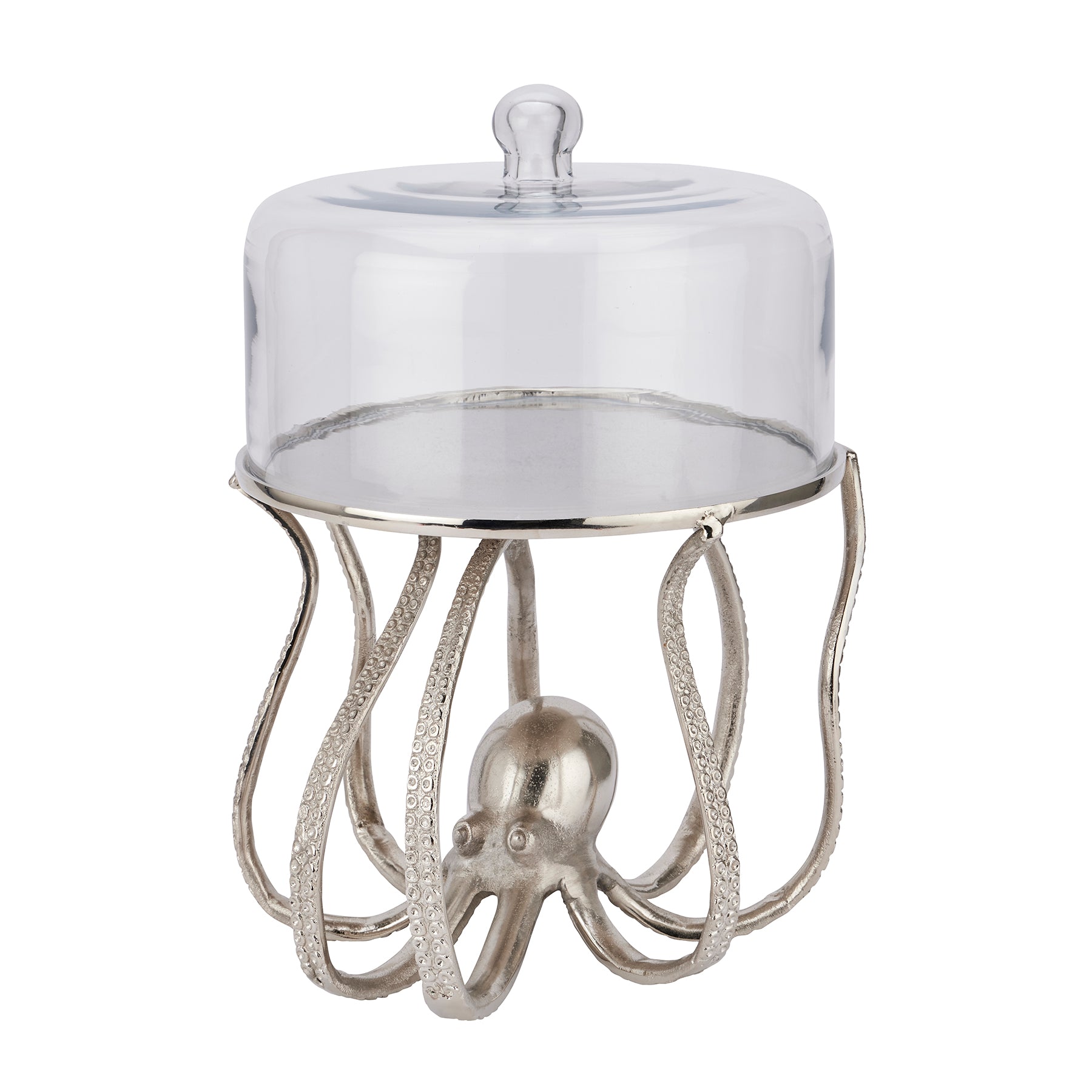 View Large Silver Octopus Cake Stand Cloche information