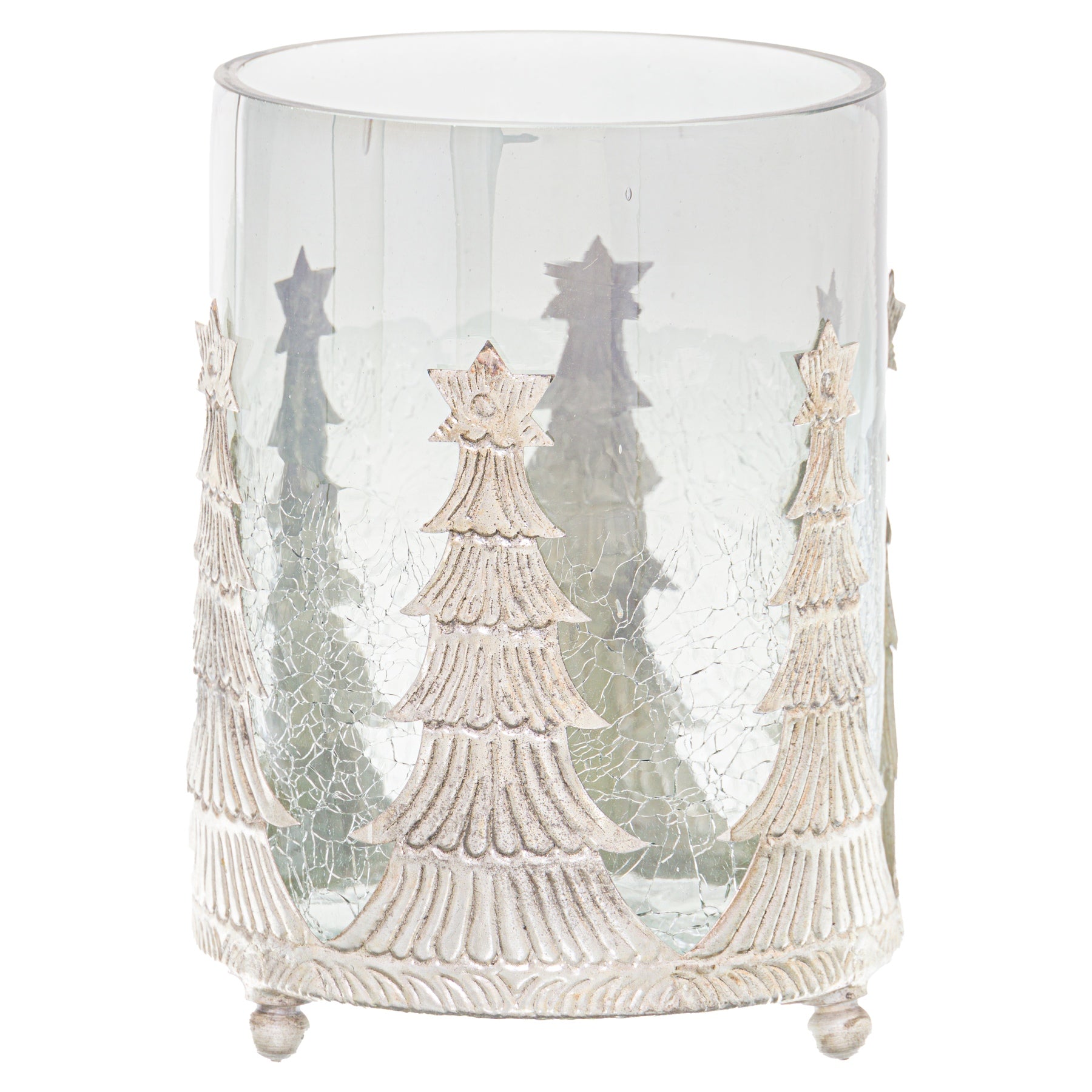 View Noel Collection Medium Christmas Tree Crackled Candle Holder information