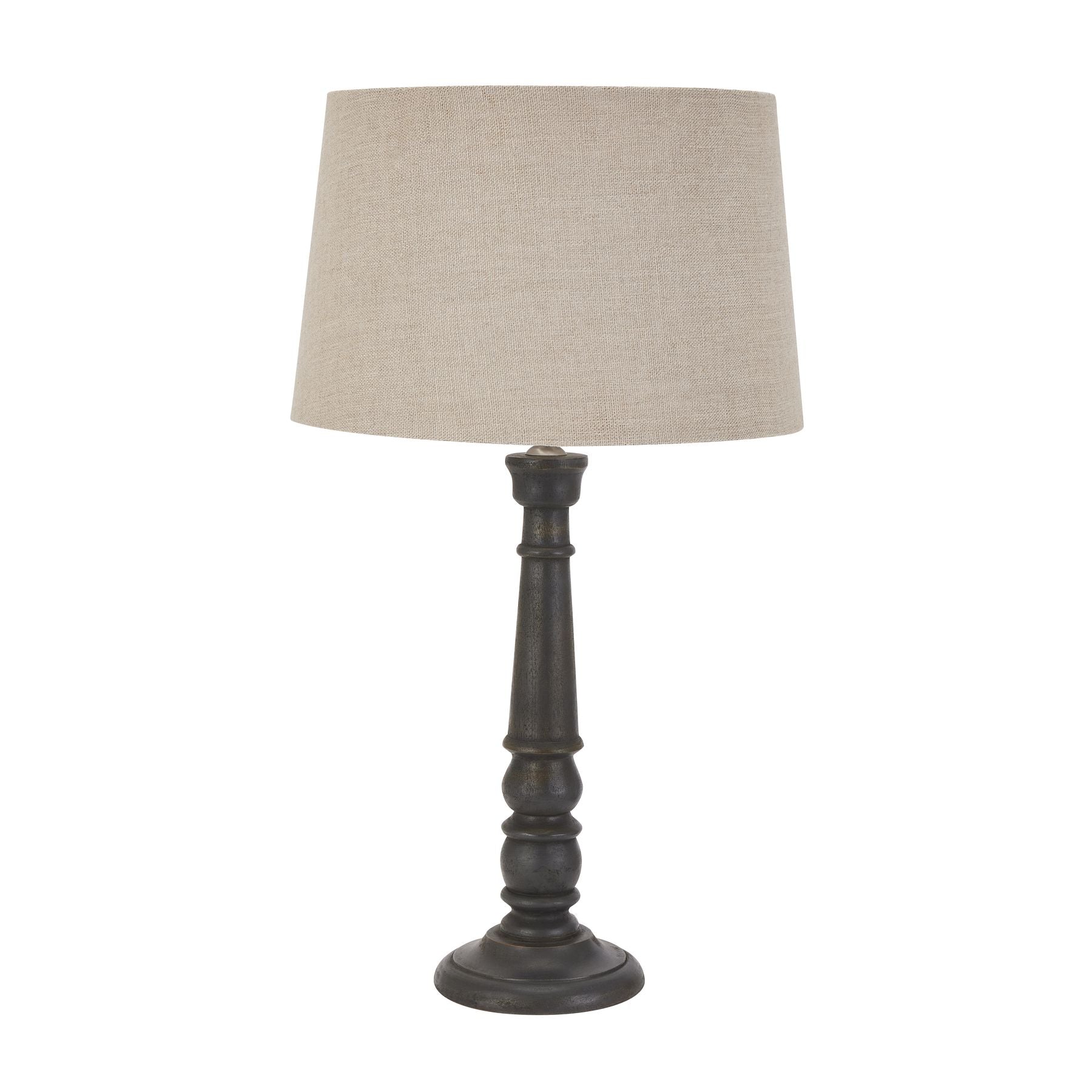 View Delaney Grey Bead Candlestick Lamp With Linen Shade information