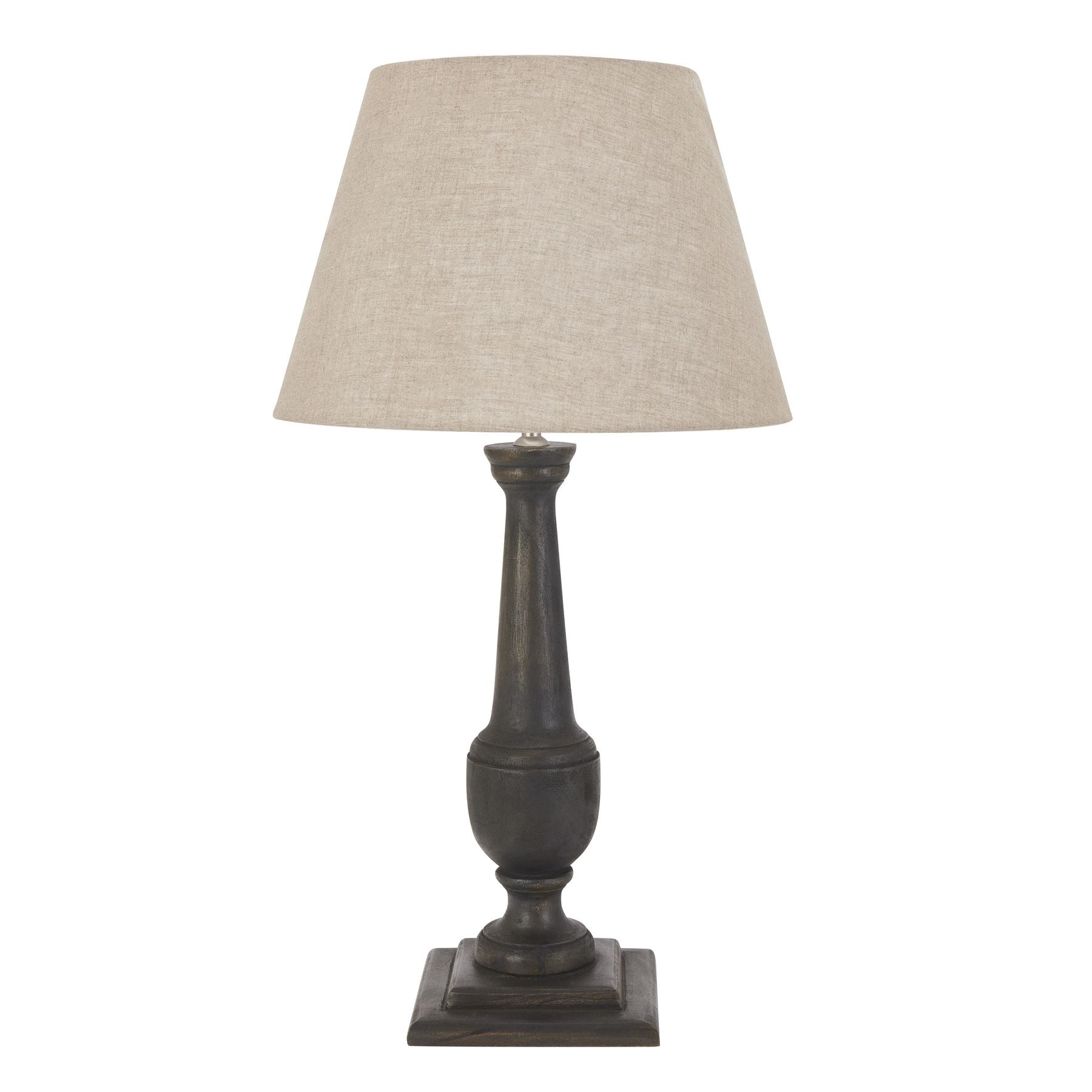View Delaney Grey Goblet Candlestick Lamp With Linen Shade information