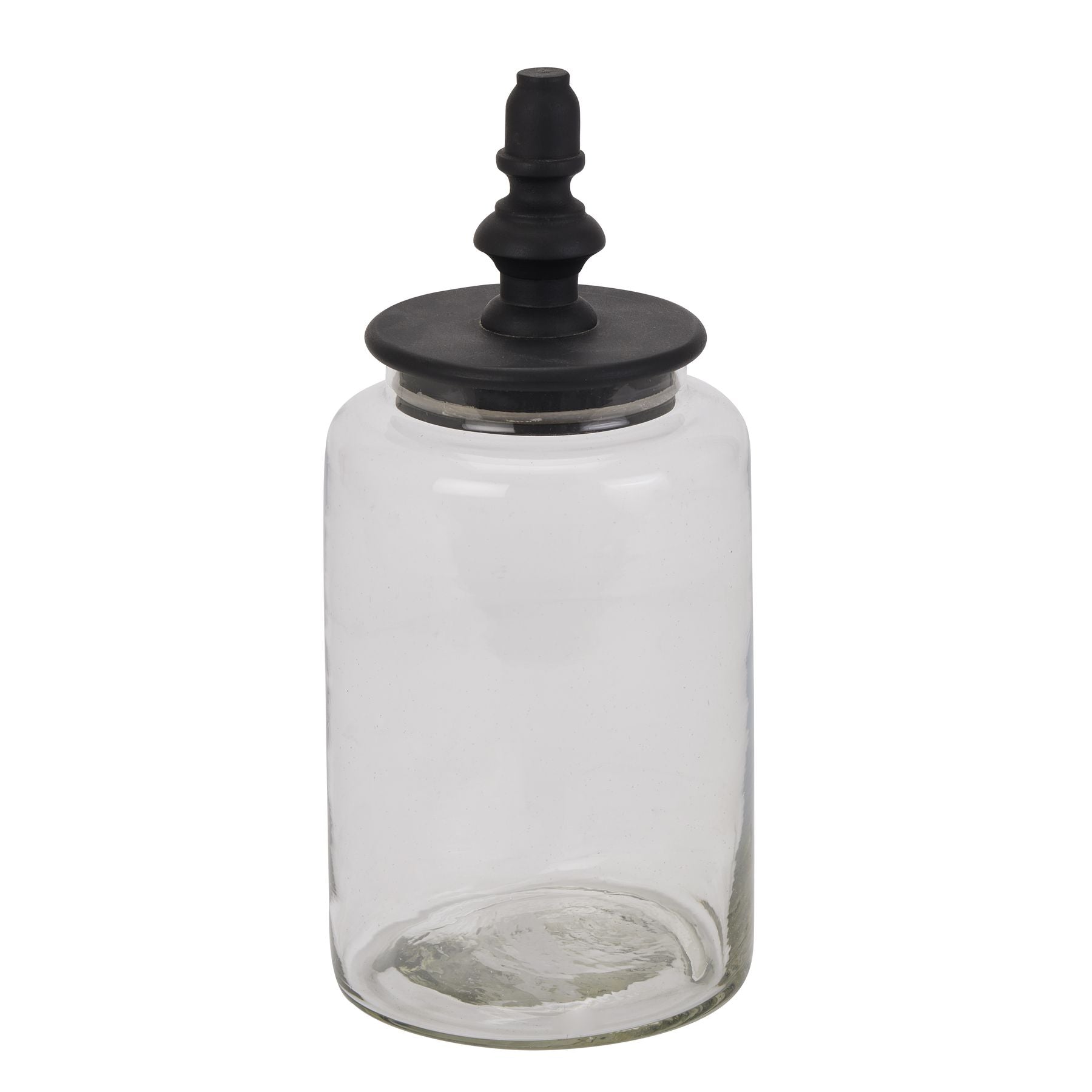 View Black Finial Tall Glass Canister information