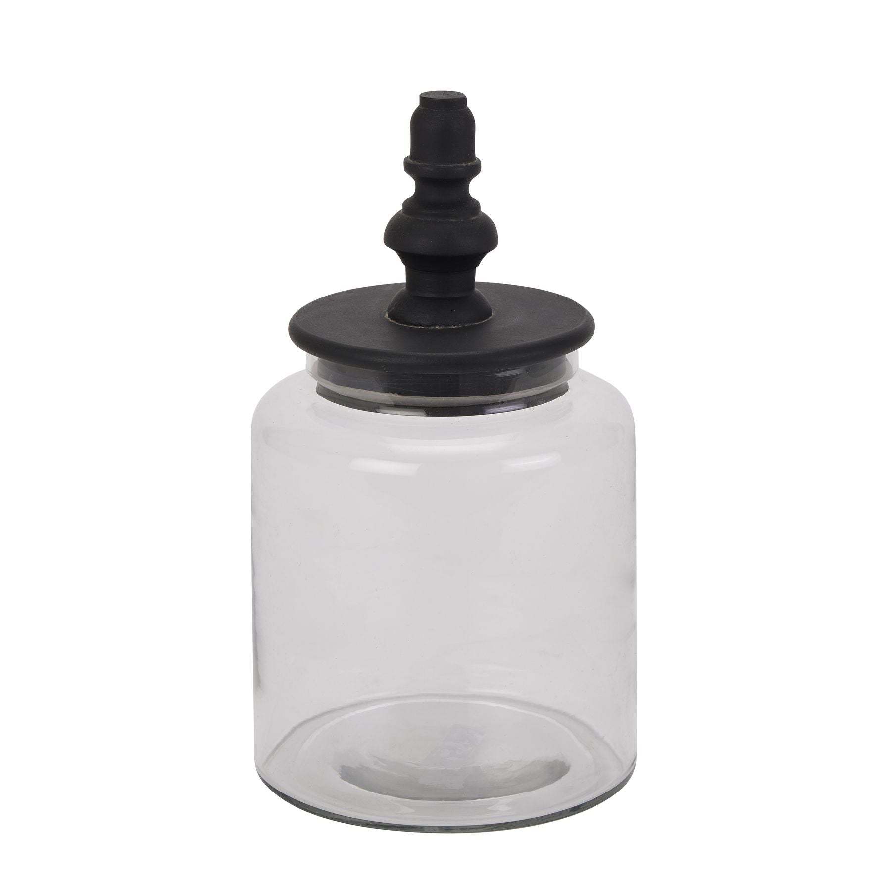 View Black Finial Glass Canister information