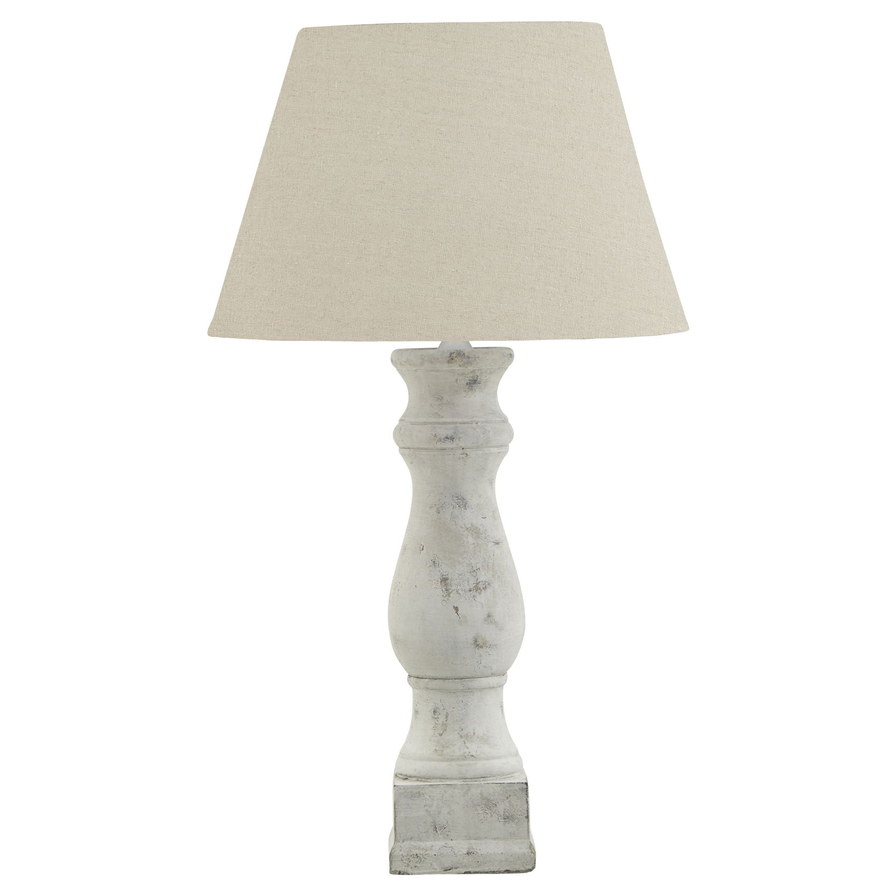 View Darcy Antique White Candlestick Table Lamp With Linen Shade information