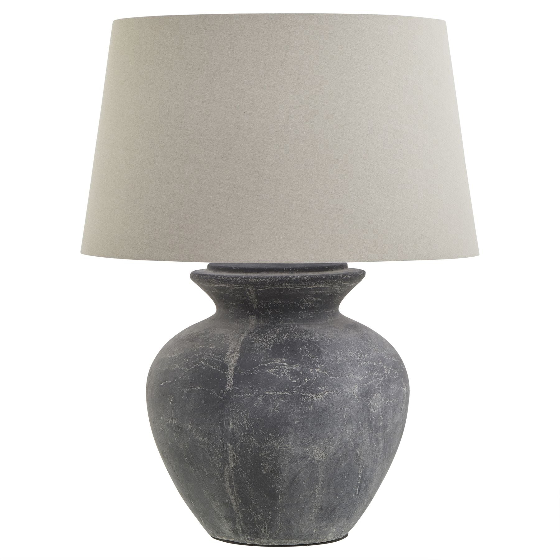 View Amalfi Grey Round Table Lamp With Linen Shade information