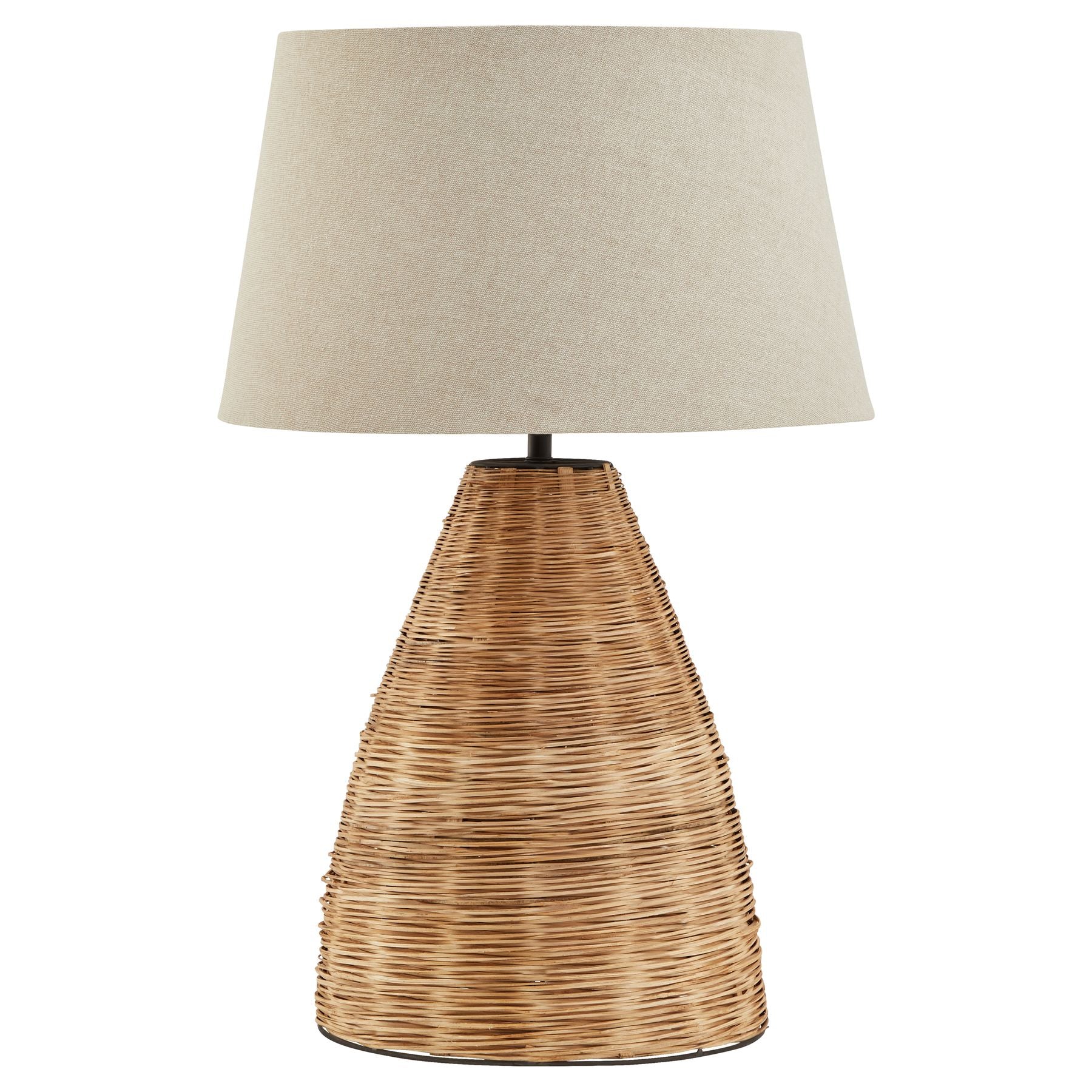 View Conical Wicker Table Lamp With Linen Shade information