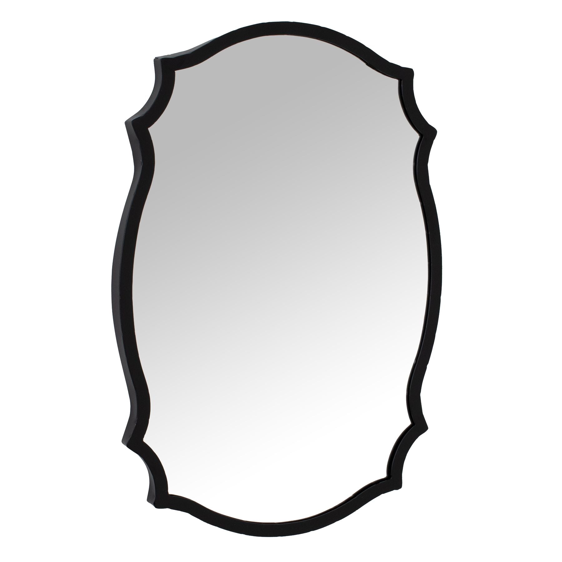 View Matt Black Ornate Curved Mirror information