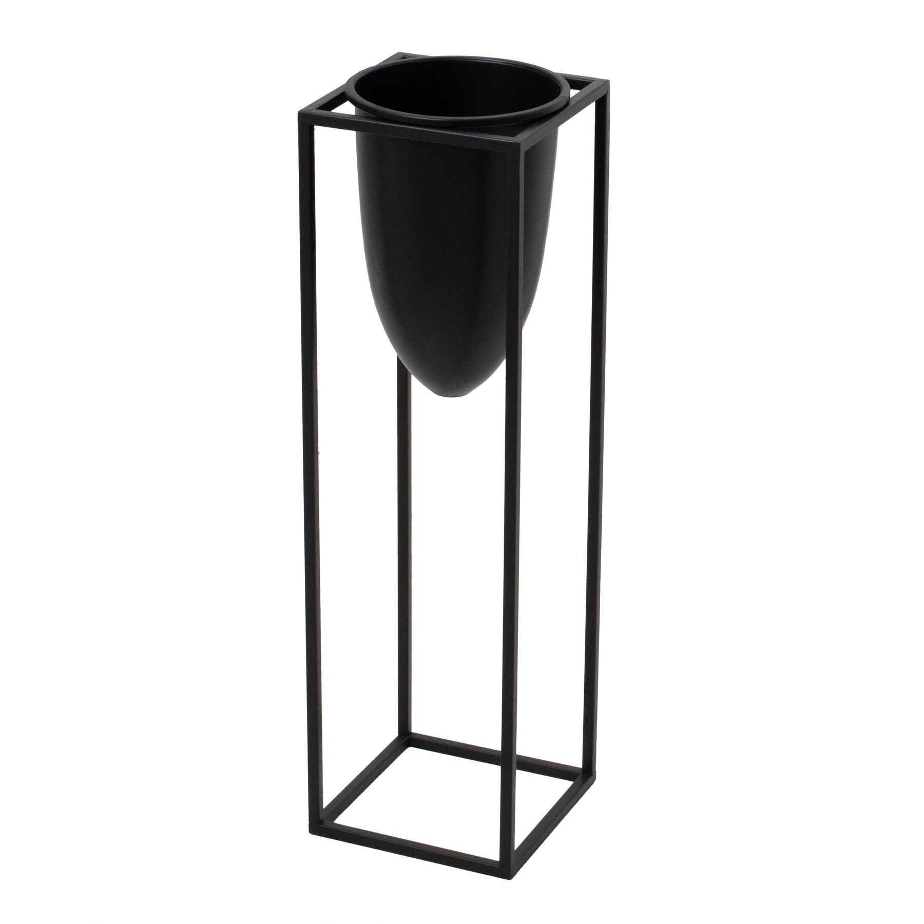 View Matt Black Bullet Planter On Black Frame information