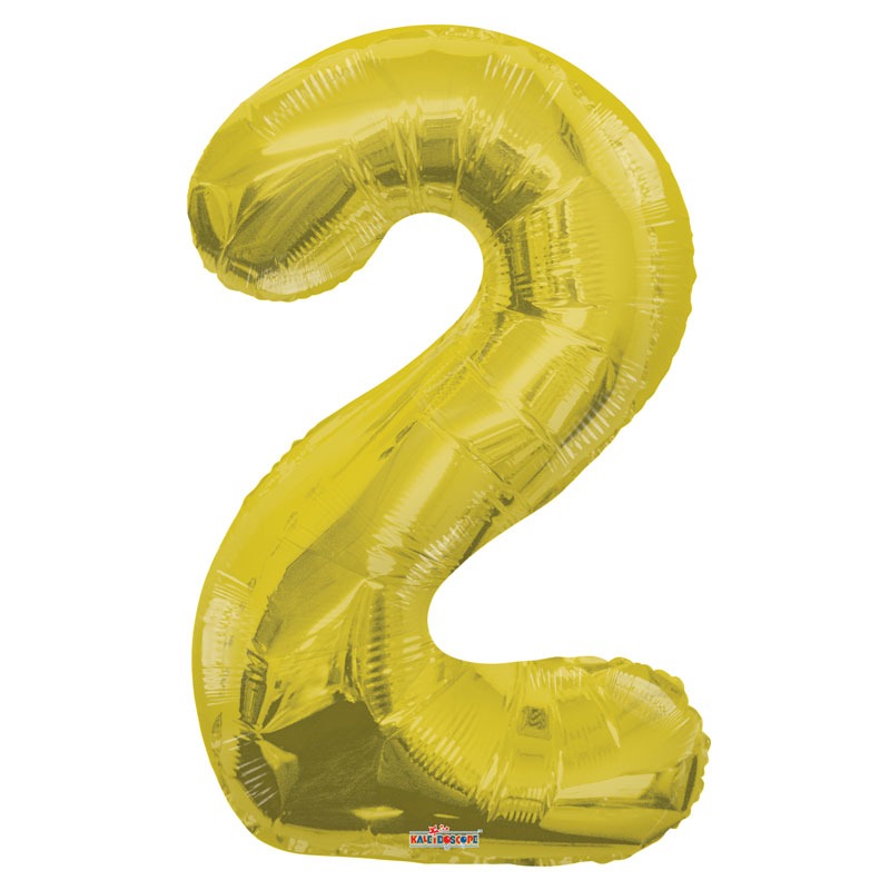 View Gold Big Number 2 Balloon 34 inch information