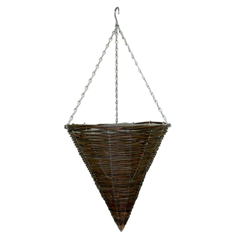 View Brown Rattan Cone Hanging Basket information