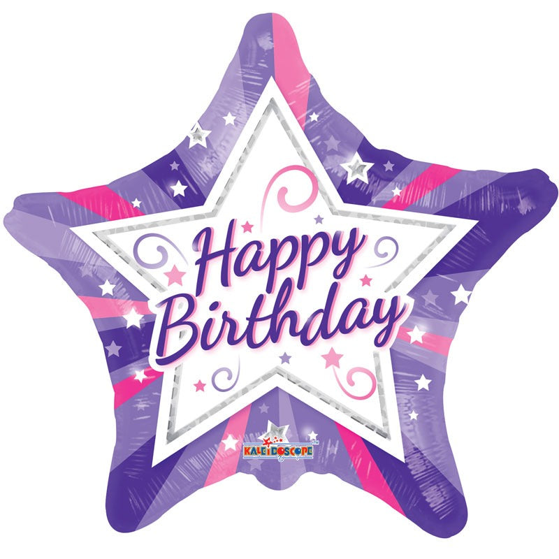 View Happy Birthday Star Foil Balloon purple information