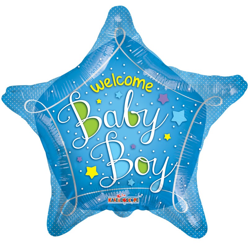 View Welcome Baby Boy Star Foil Balloon information