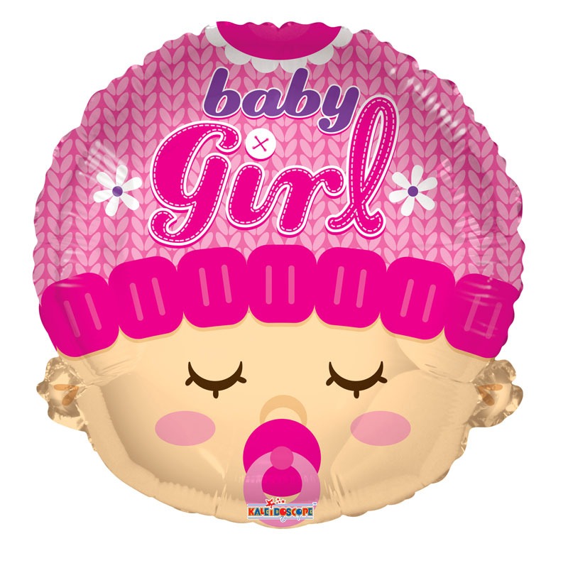 View Baby Girl Foil Balloon face information