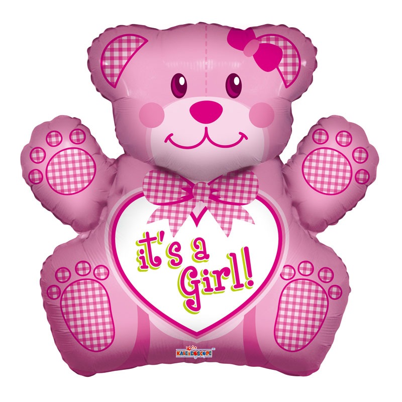 View Baby Girl Bear Shape Foil Balloon information