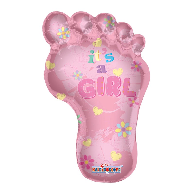 View Baby Girl Footprint Foil Balloon information