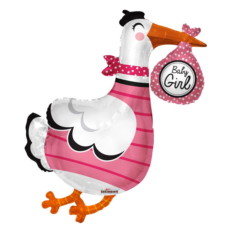 View Baby Girl Stork Foil Balloon information