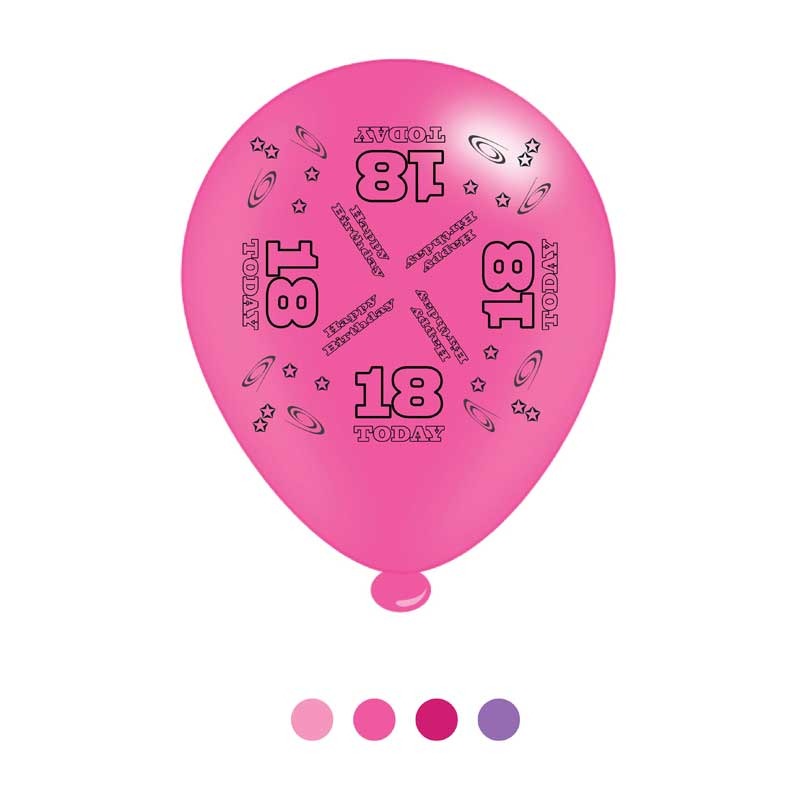 View Age 18 Pink Birthday Latex Balloons x8 information