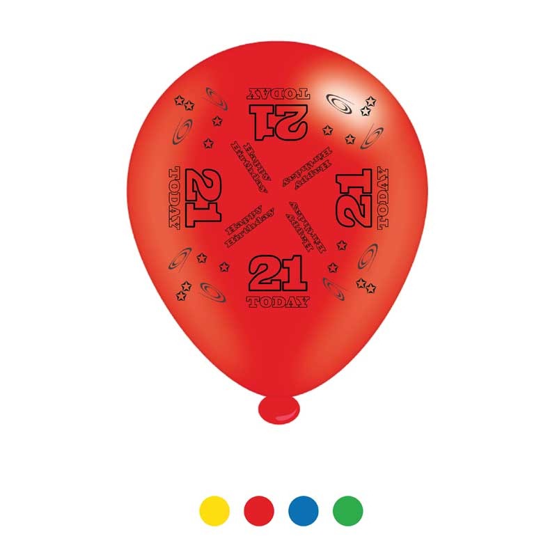 View Age 21 Unisex Birthday Latex Balloons x8 information