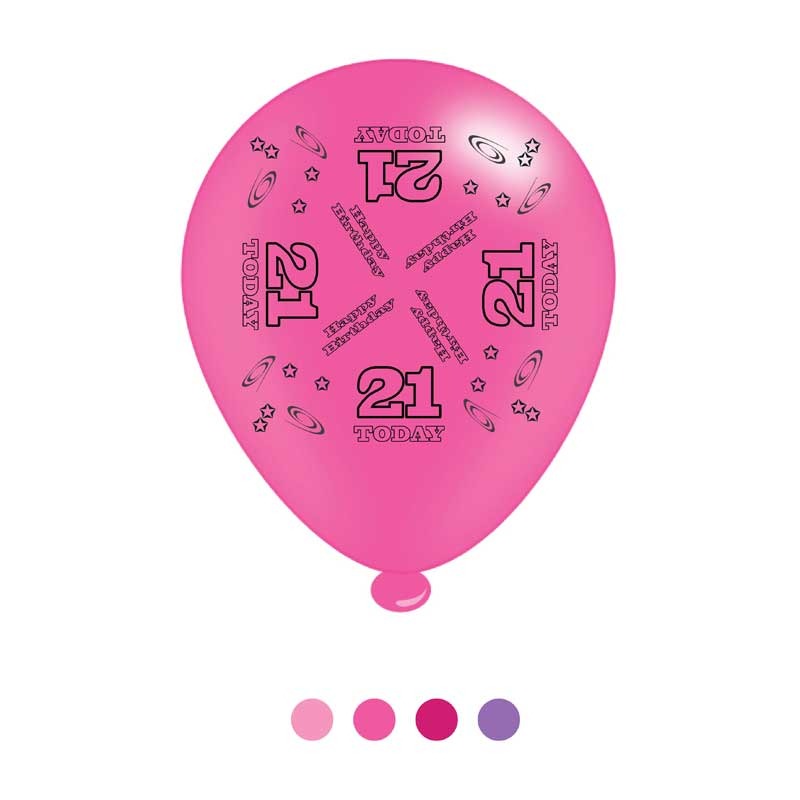 View Age 21 Pink Birthday Latex Balloons x8 information