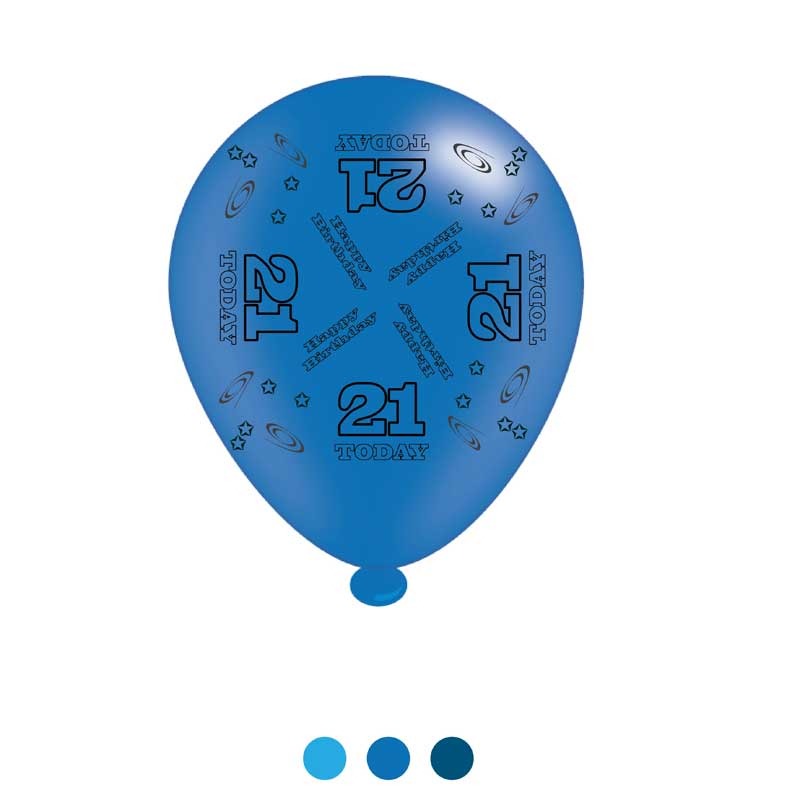 View Age 21 Blue Birthday Latex Balloons x8 information