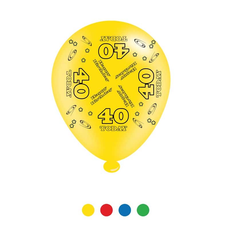 View Age 40 Unisex Birthday Latex Balloons x8 information