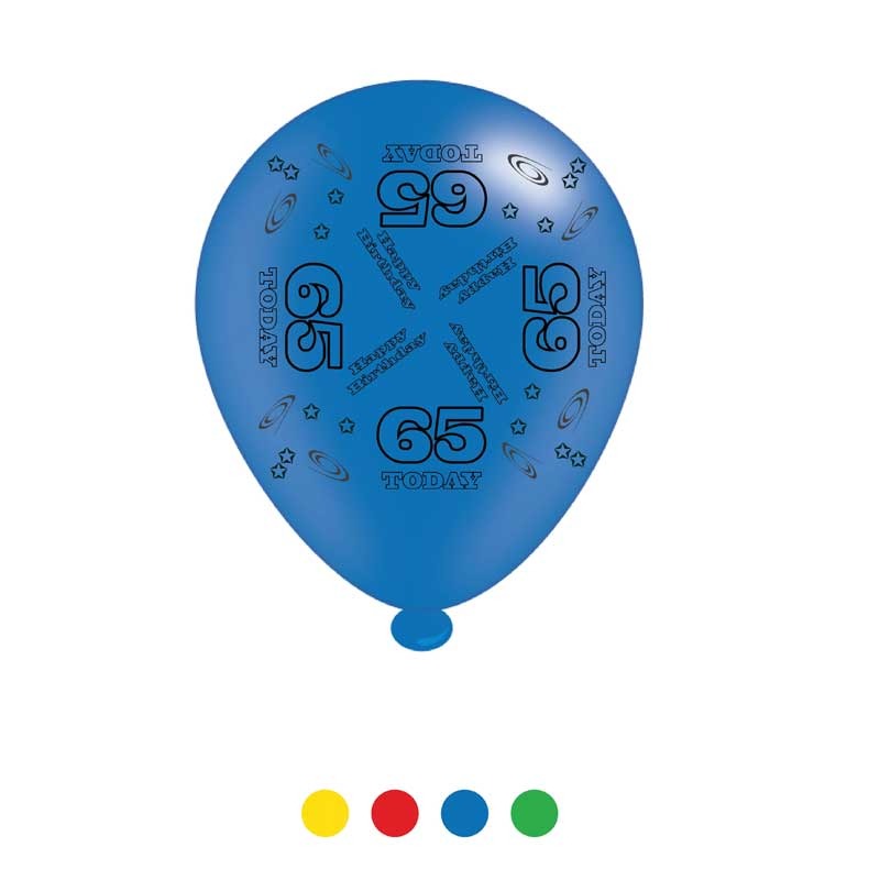 View Age 65 Unisex Birthday Latex Balloons x8 information