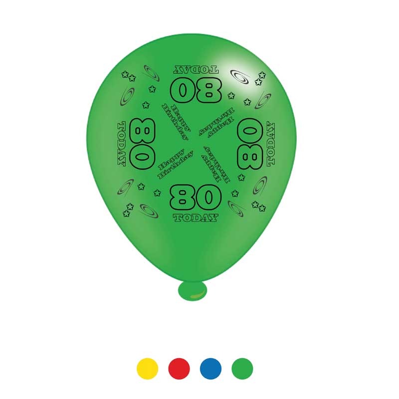 View Age 80 Unisex Birthday Latex Balloons x8 information