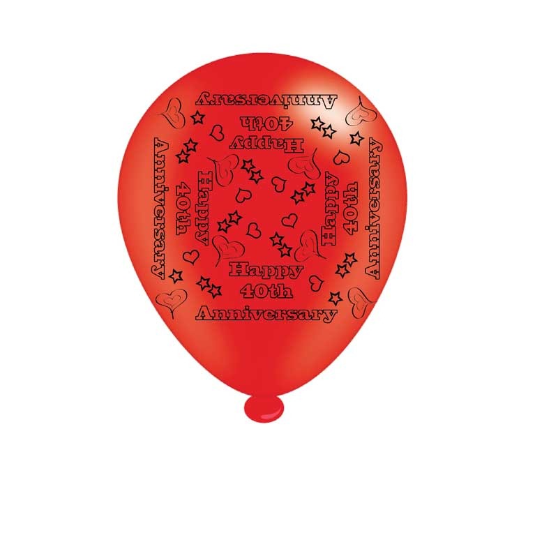 View 40th Ruby Anniversary Latex Balloons x8 information