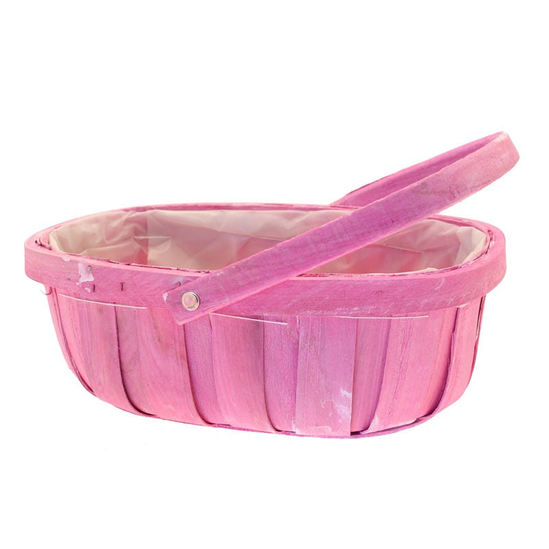 View Pink Softwood Trug Folding Handle 28cm information