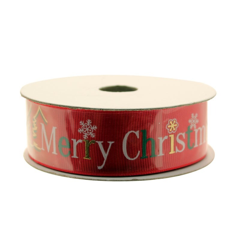 View Red With Merry Christmas Ribbon 25mm information