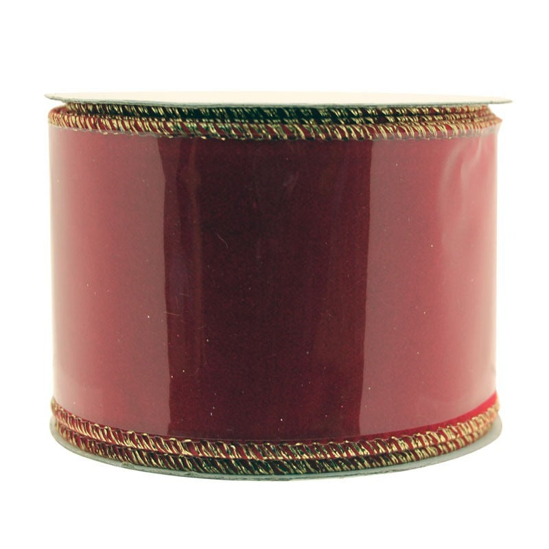 View Red Velvet Ribbon With Gold Edge 25 inch information