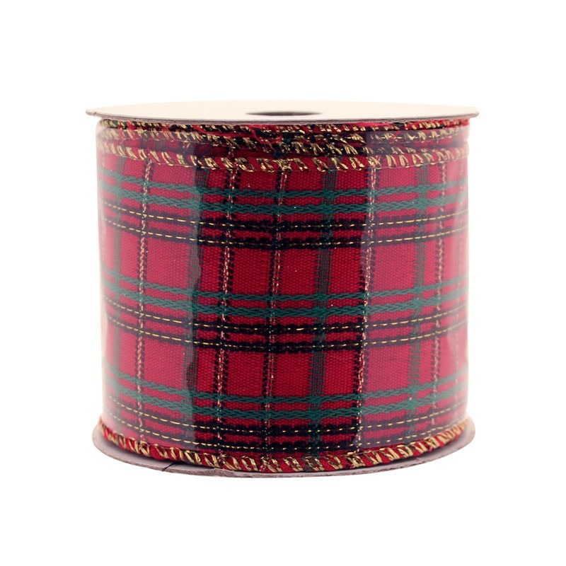 View Red Tartan Ribbon 25 Inch X 10m information