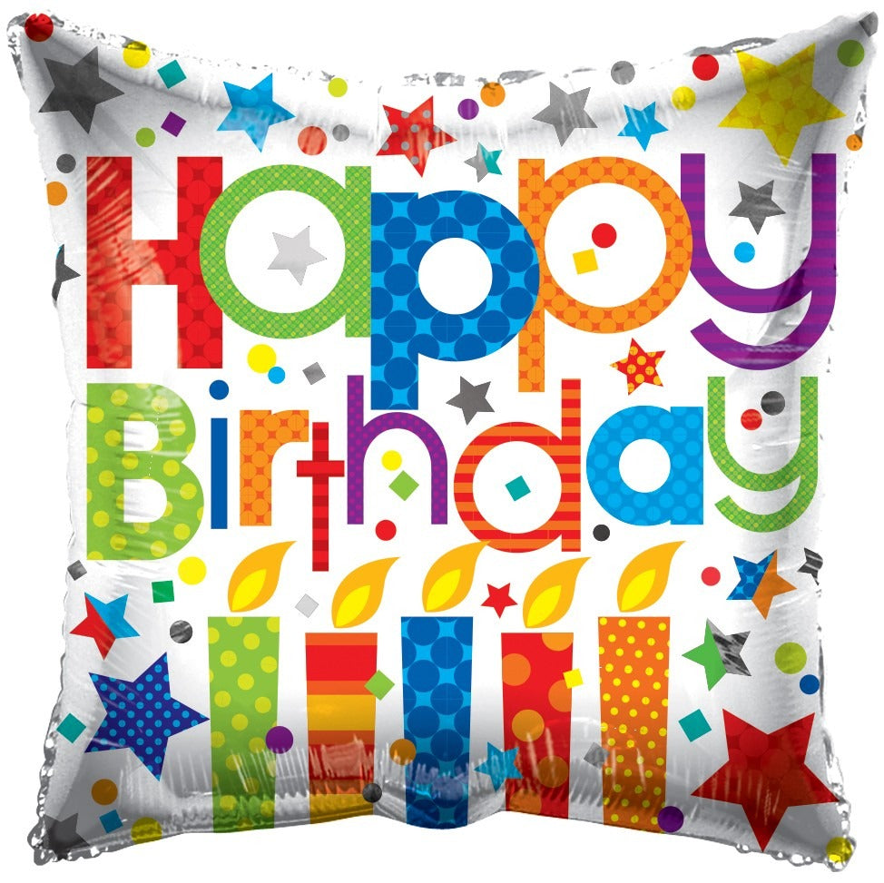 View Happy Birthday Patterned Candles Balloon information