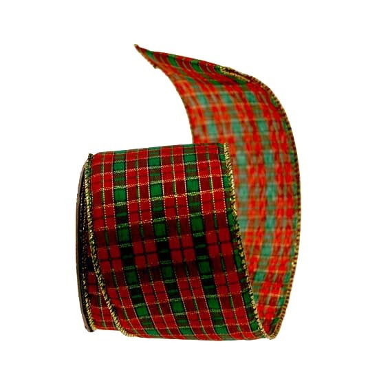 View Tartan Wired Edge Ribbon 63mm information