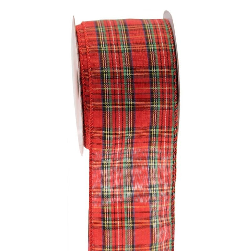 View Tartan Wired Edge Ribbon 63mm information