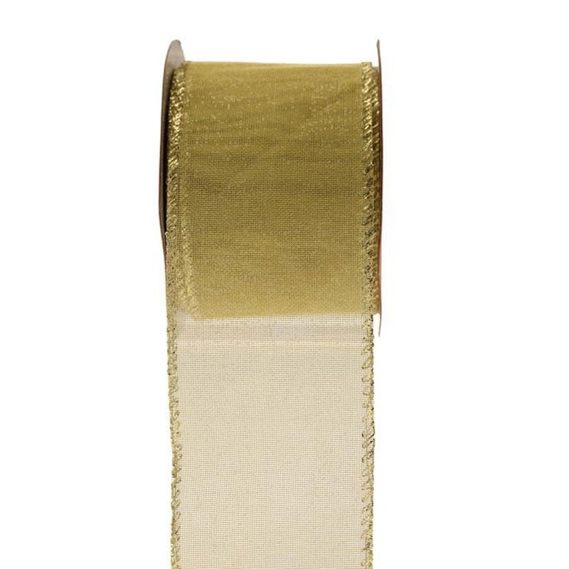 View Gold Wired Edge Ribbon 63mm information