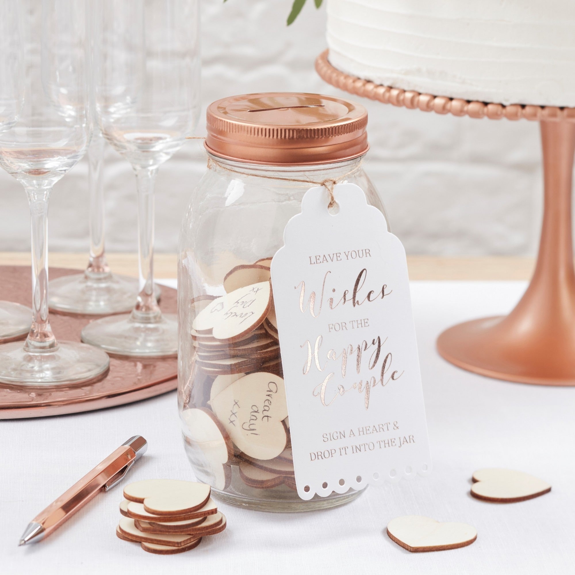 View Rose Gold Guest Book Wishing Jar information