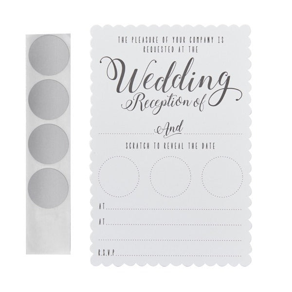 View White Scratch The Date Wedding Evening Invitations Scratch Reveal information