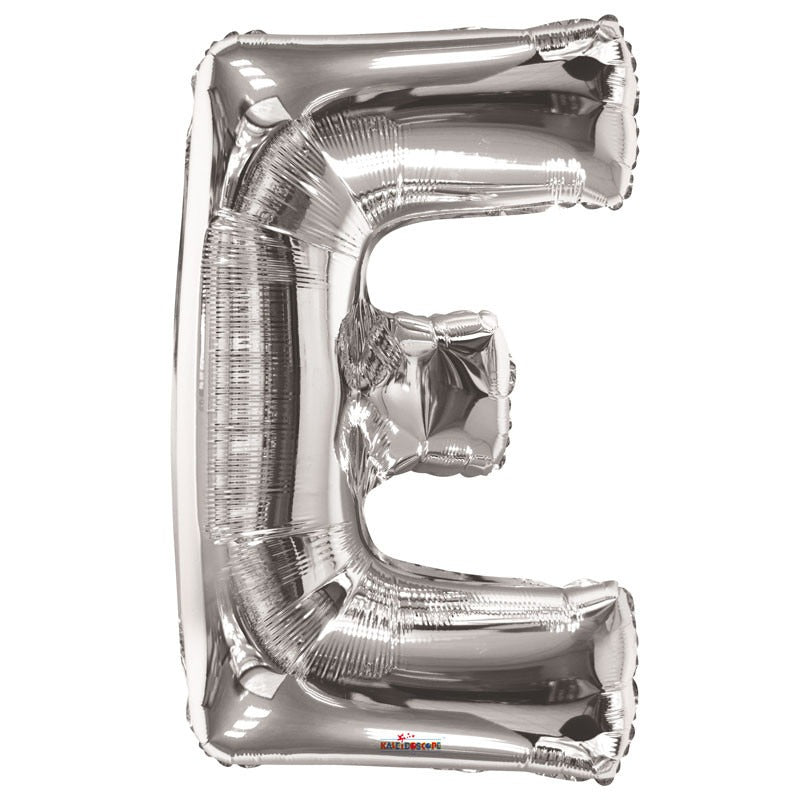 View 34 inch Silver Letter E Balloon information