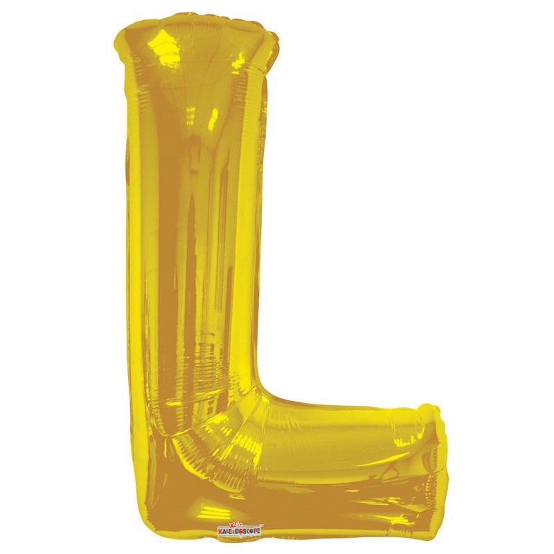 View 34 inch Gold Letter L Balloon information