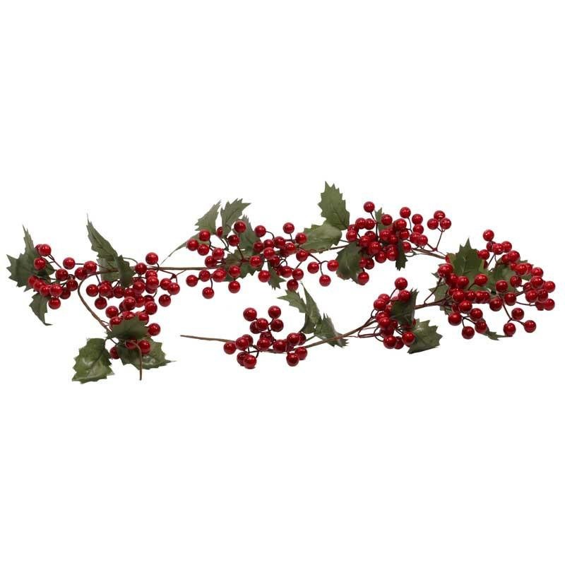 View 14m Red Berry Garland with Leaves information