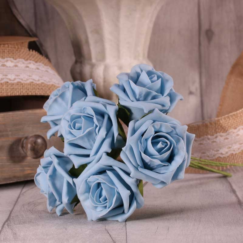 View Bunch of 6 China Blue Foam Tea Rose information