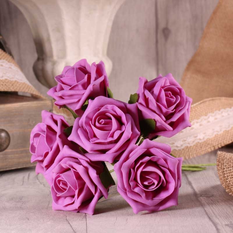 View Bunch of 6 Dusky Pink Foam Tea Rose information